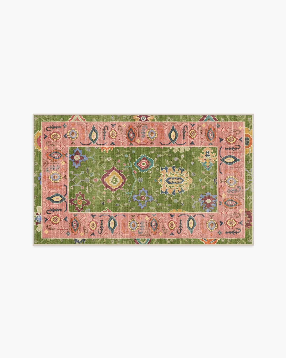 Mehr — Halı, Yeşil Soft Pembe, AREA, beyaz zemin, 3x5