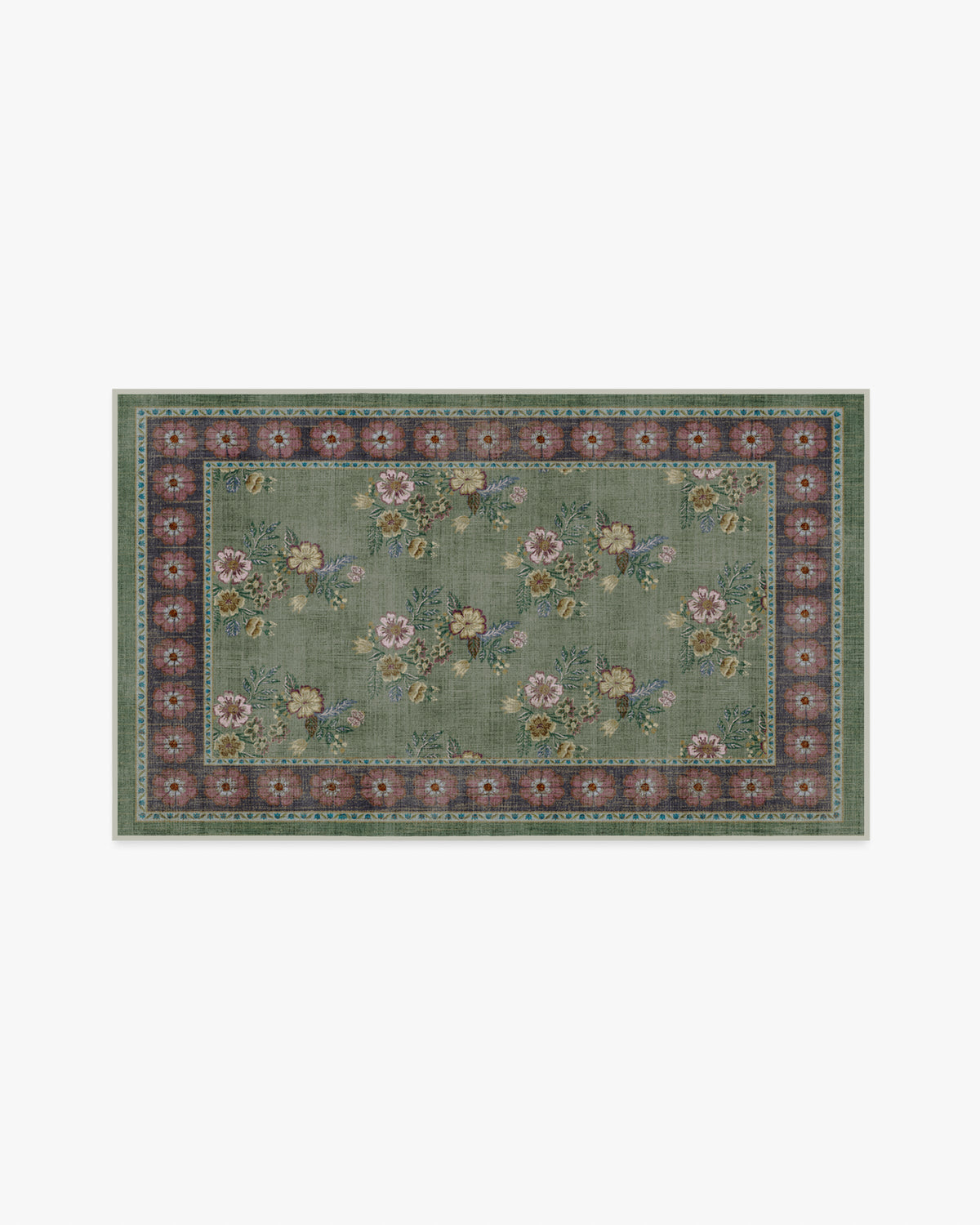 Pennywood — Halı, Yeşil Pembe, AREA, beyaz zemin, 3x5