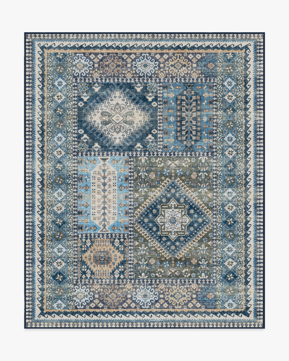 Rumi — Halı, Mavi, AREA, beyaz zemin, 8x10