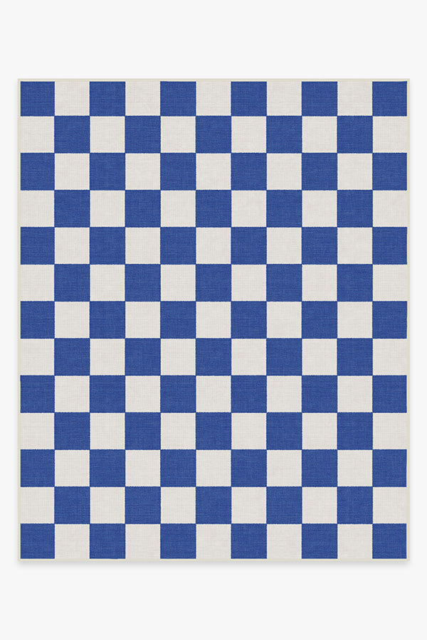 Jaque Checkered — Halı, Mavi, AREA, beyaz zemin, 8x10