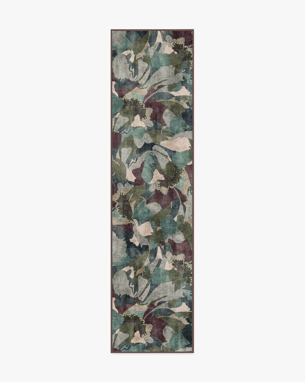 Peony Promenade — Halı, Aubergine, RUNNER, beyaz zemin, 2x10