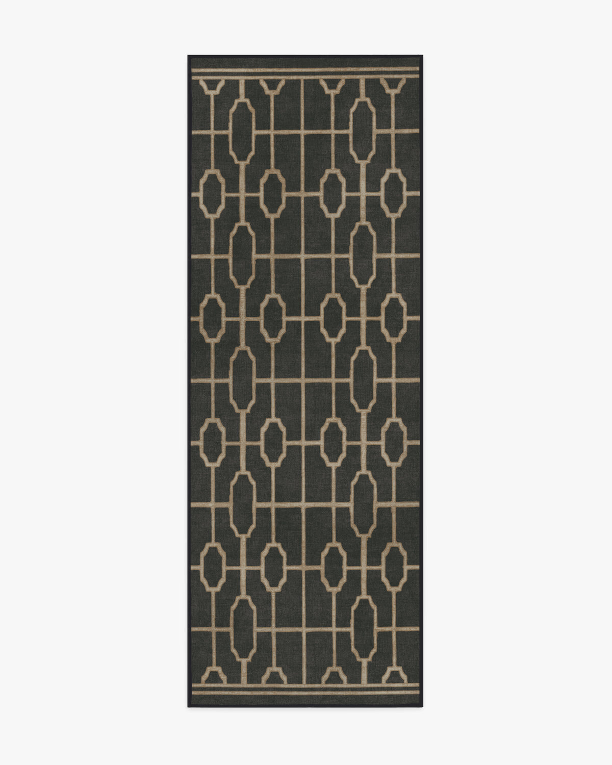 Diana Trellis — Halı, Siyah Altın, RUNNER, beyaz zemin, 2x7
