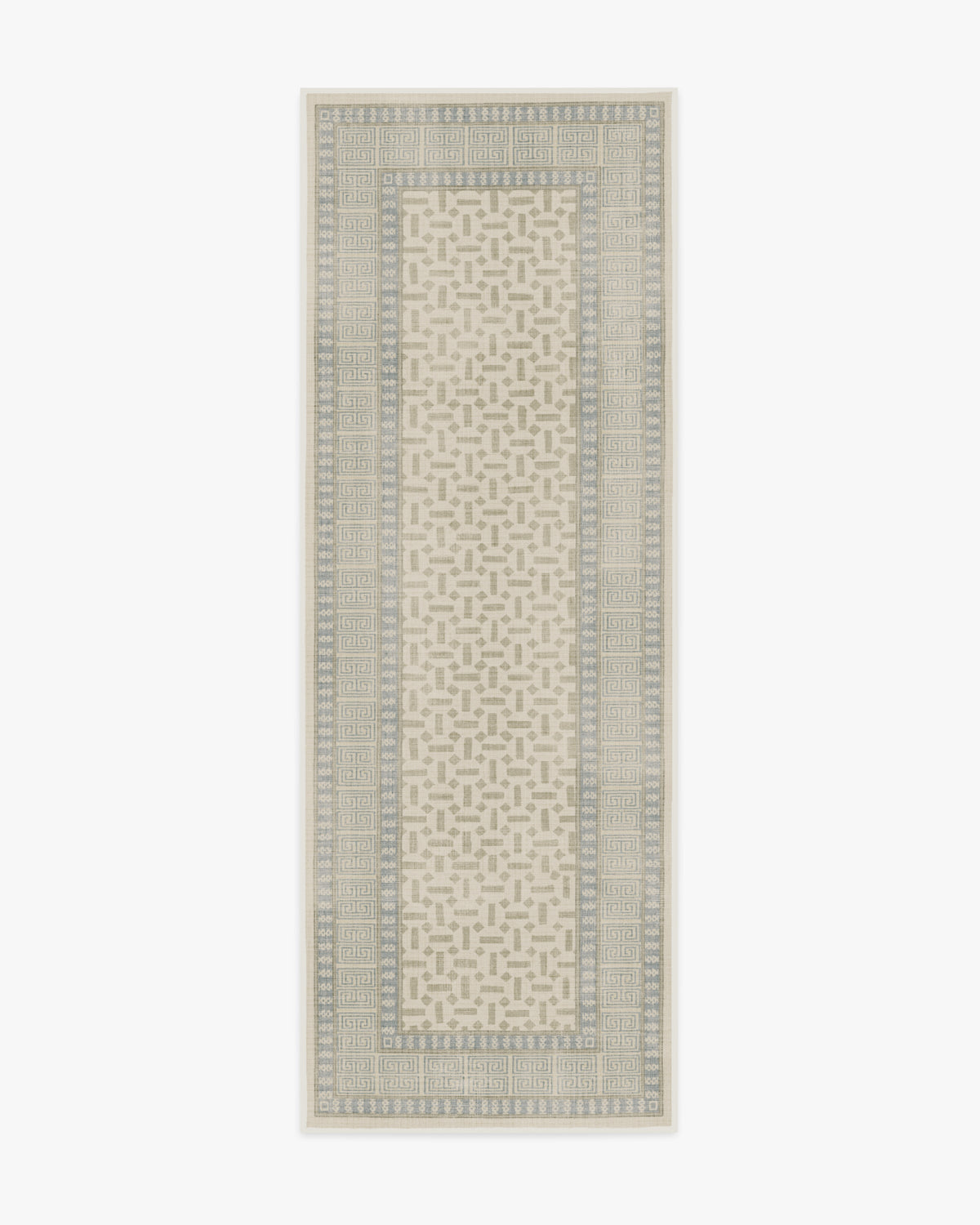 Kairos — Halı, Fildişi Mavisi, RUNNER, beyaz zemin, 2x7