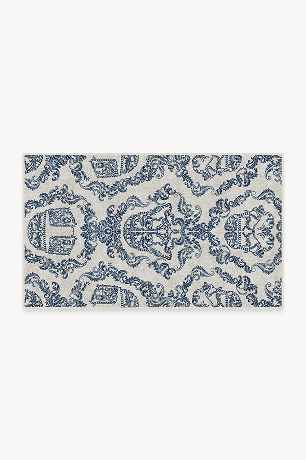 Dark Side Damask — Halı, Delft Mavisi, AREA, beyaz zemin, 3x5