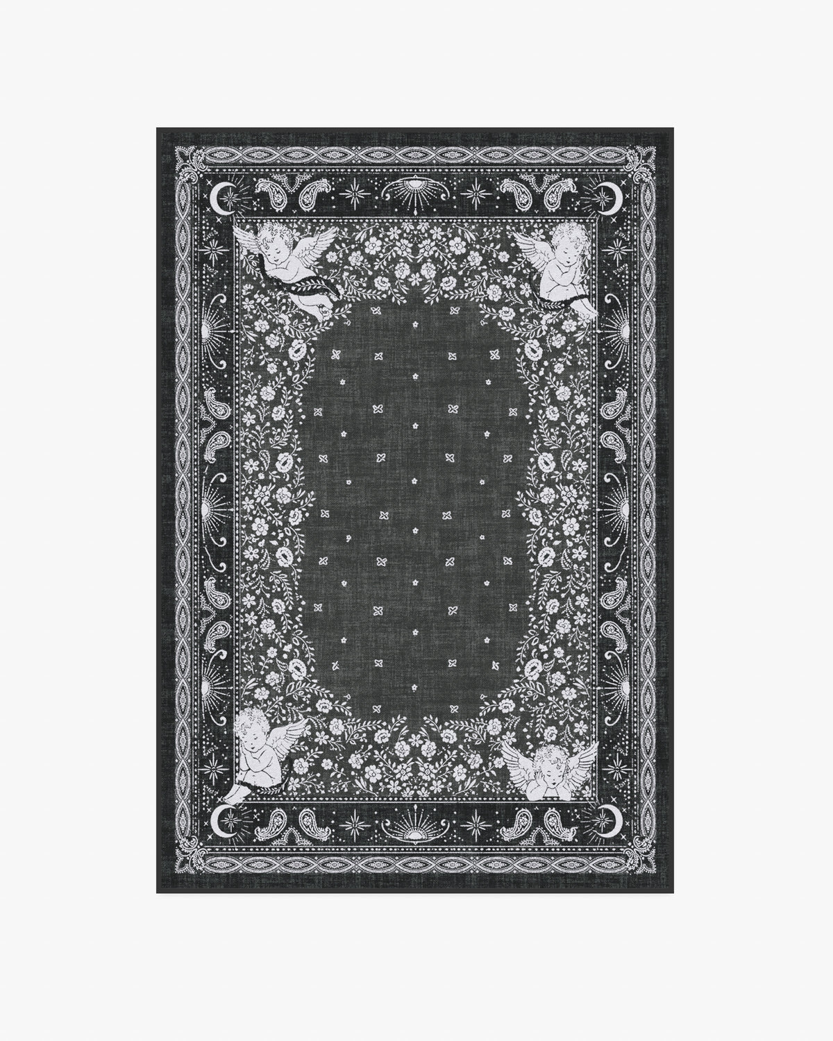 Humbertos Bandana — Halı, Yumuşak Siyah, AREA, beyaz zemin, 4x6