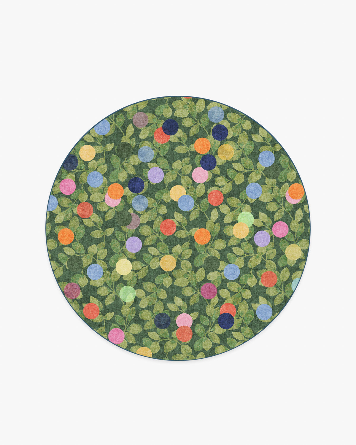 Botanical Whimsy Dots — Halı, Yeşil, ROUND, beyaz zemin, 6R