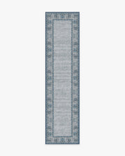 Vintage Daisy Bordered — Halı, Mavi, RUNNER, beyaz zemin, 2x10