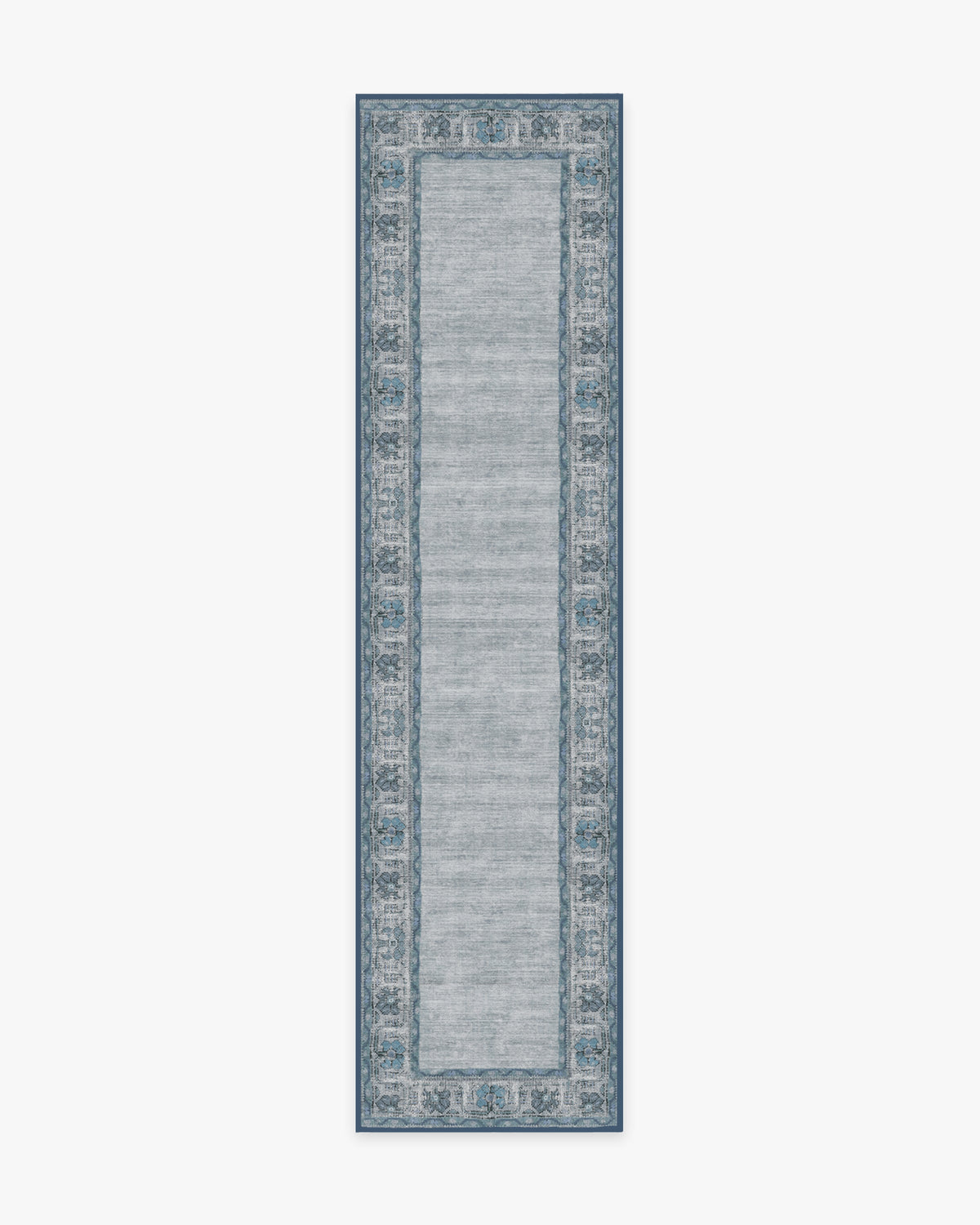 Vintage Daisy Bordered — Halı, Mavi, RUNNER, beyaz zemin, 2x10