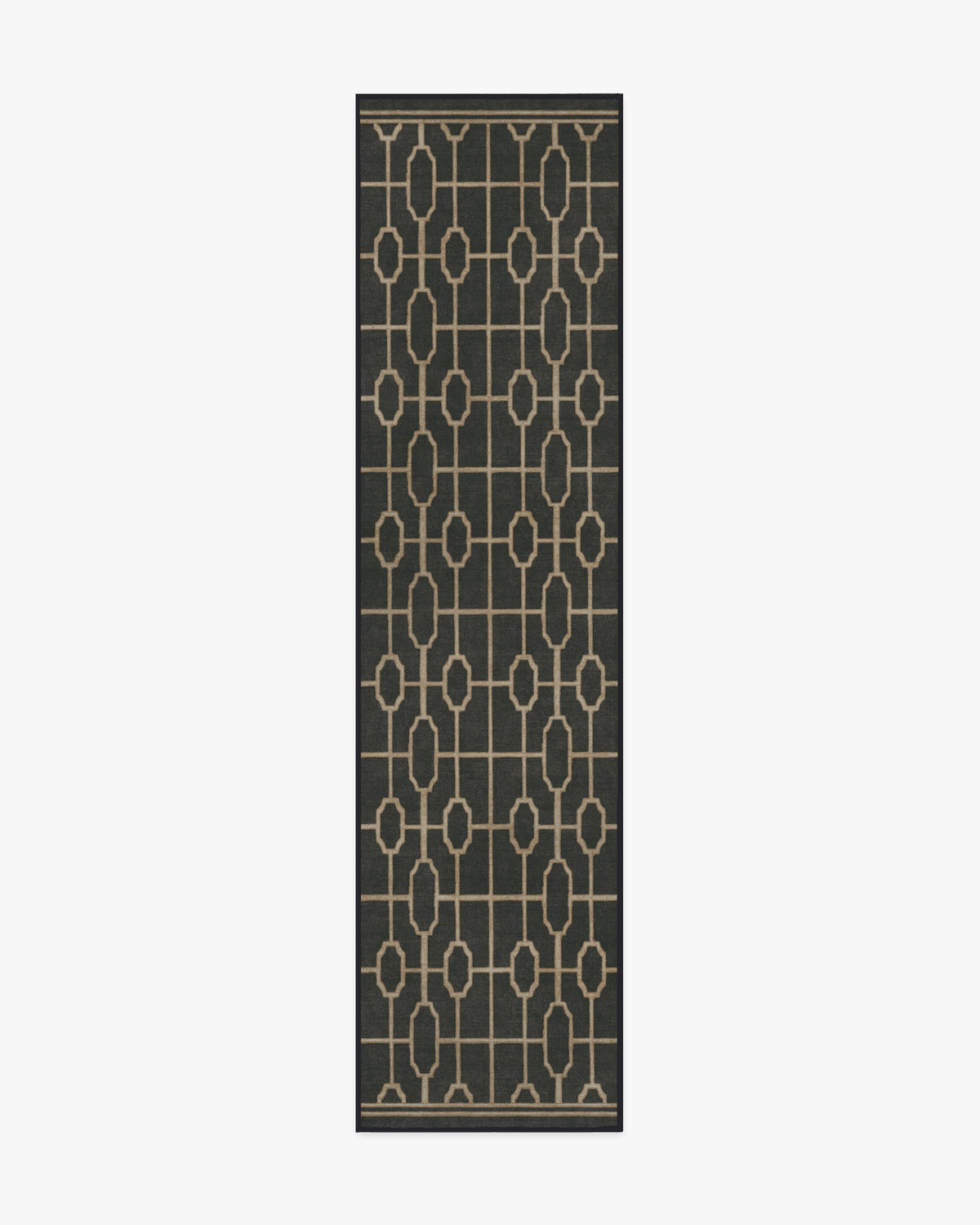Diana Trellis — Halı, Siyah Altın, RUNNER, beyaz zemin, 2x10