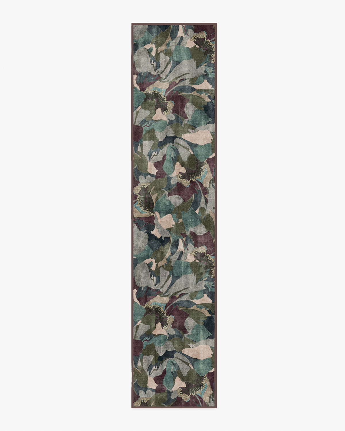 Peony Promenade — Halı, Aubergine, RUNNER, beyaz zemin, 2x12