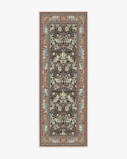 Morris And Co Strawberry Thief — Halı, Siyah Kehribar, RUNNER, beyaz zemin, 2x7