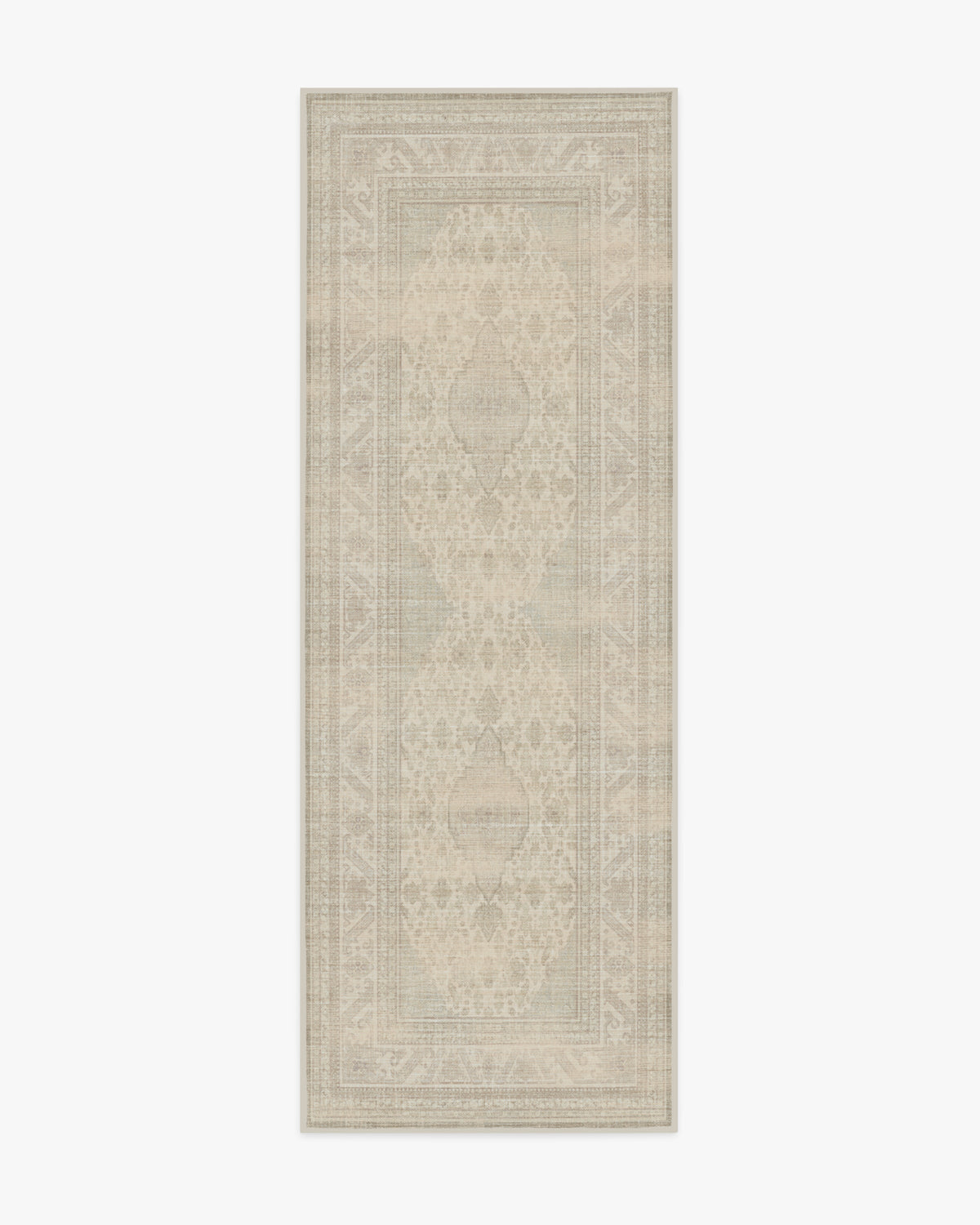 Rowan — Halı, Soft Gri Fildişi, RUNNER, beyaz zemin, 2x7