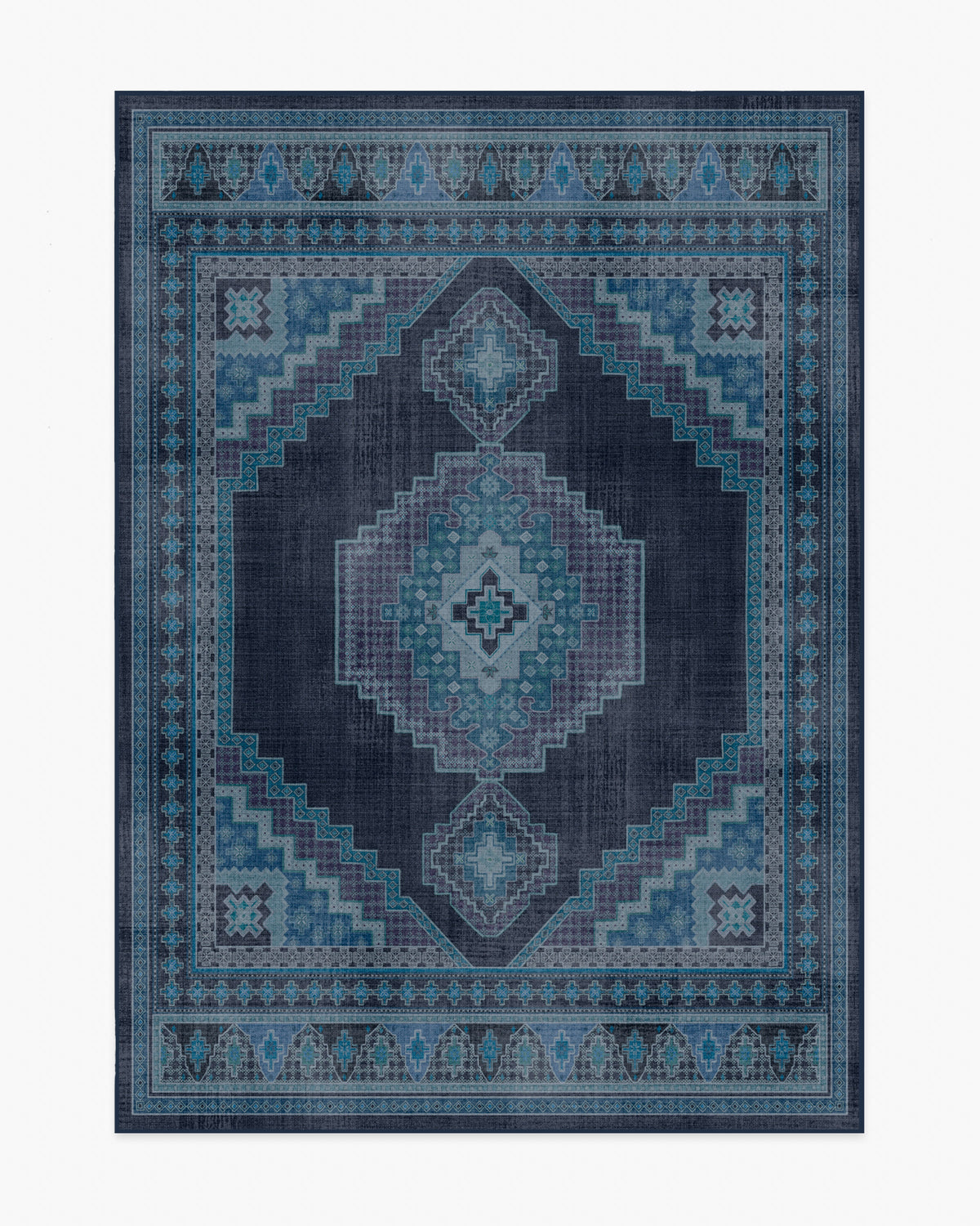 Rayne — Halı, Gece Mavisi, AREA, beyaz zemin, 5x7