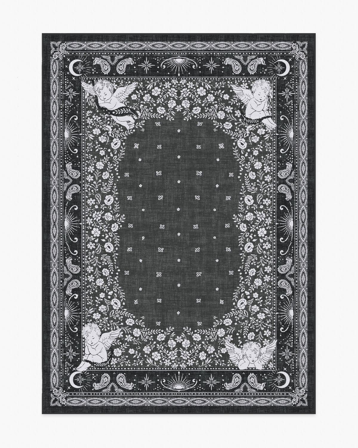 Humbertos Bandana — Halı, Yumuşak Siyah, AREA, beyaz zemin, 5x7