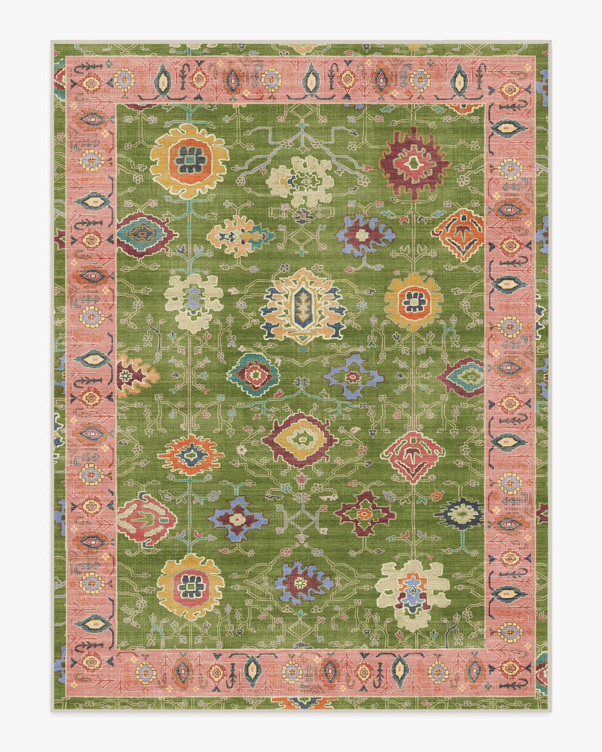 Mehr — Halı, Yeşil Soft Pembe, AREA, beyaz zemin, 9x12