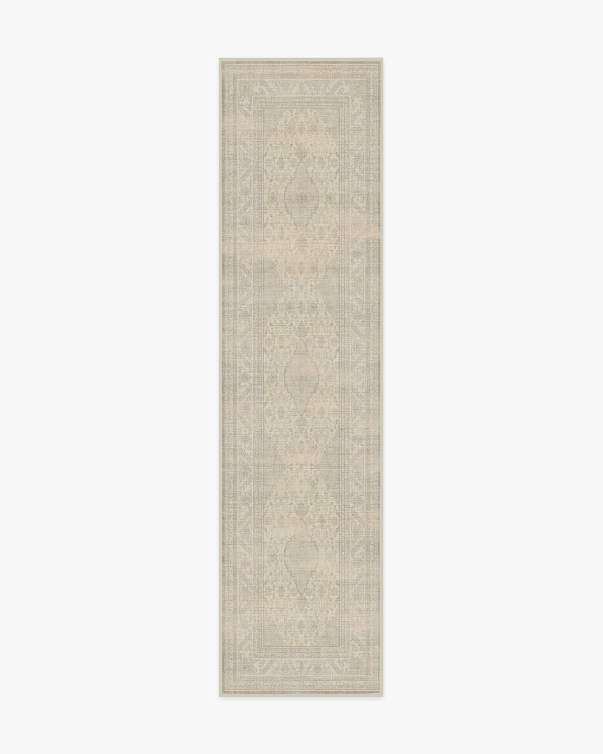 Rowan — Halı, Soft Gri Fildişi, RUNNER, beyaz zemin, 2x10