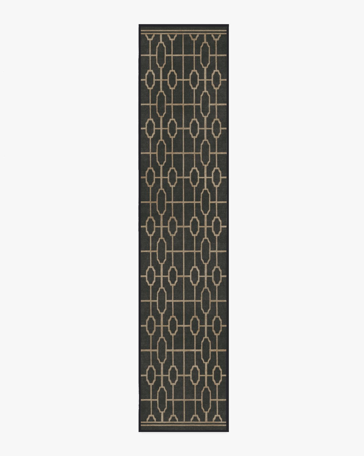 Diana Trellis — Halı, Siyah Altın, RUNNER, beyaz zemin, 2x12