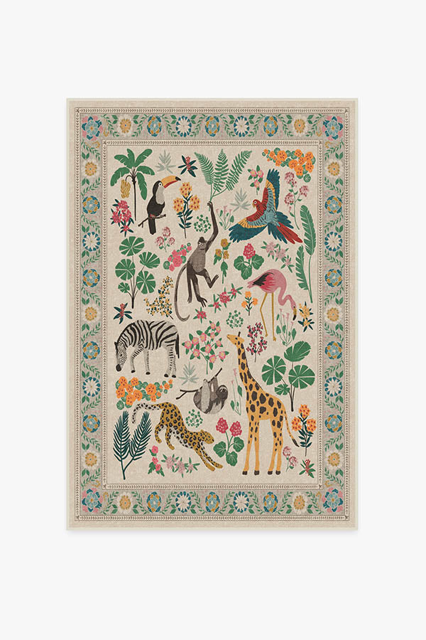 Jingle Jungle — Halı, Kahverengi, AREA, beyaz zemin, 4x6