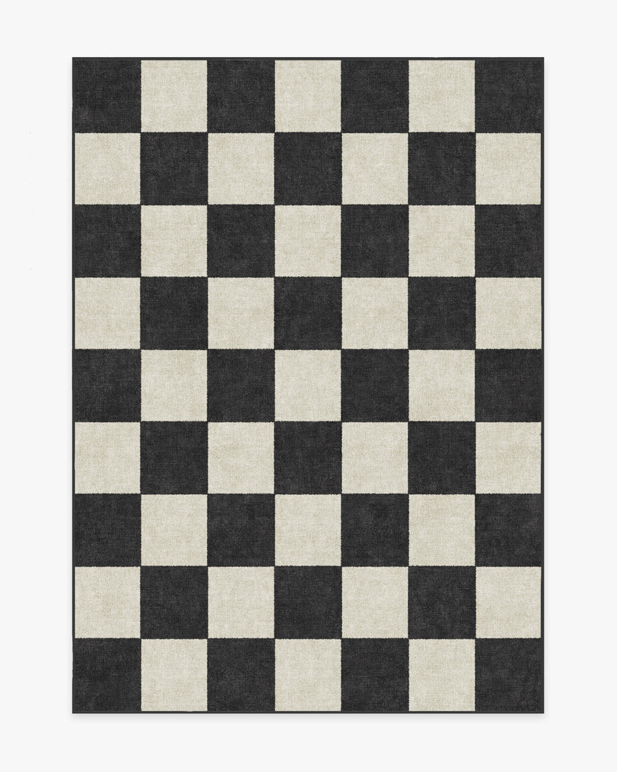 Jaque Checkered — Halı, Siyah, AREA, beyaz zemin, 5x7