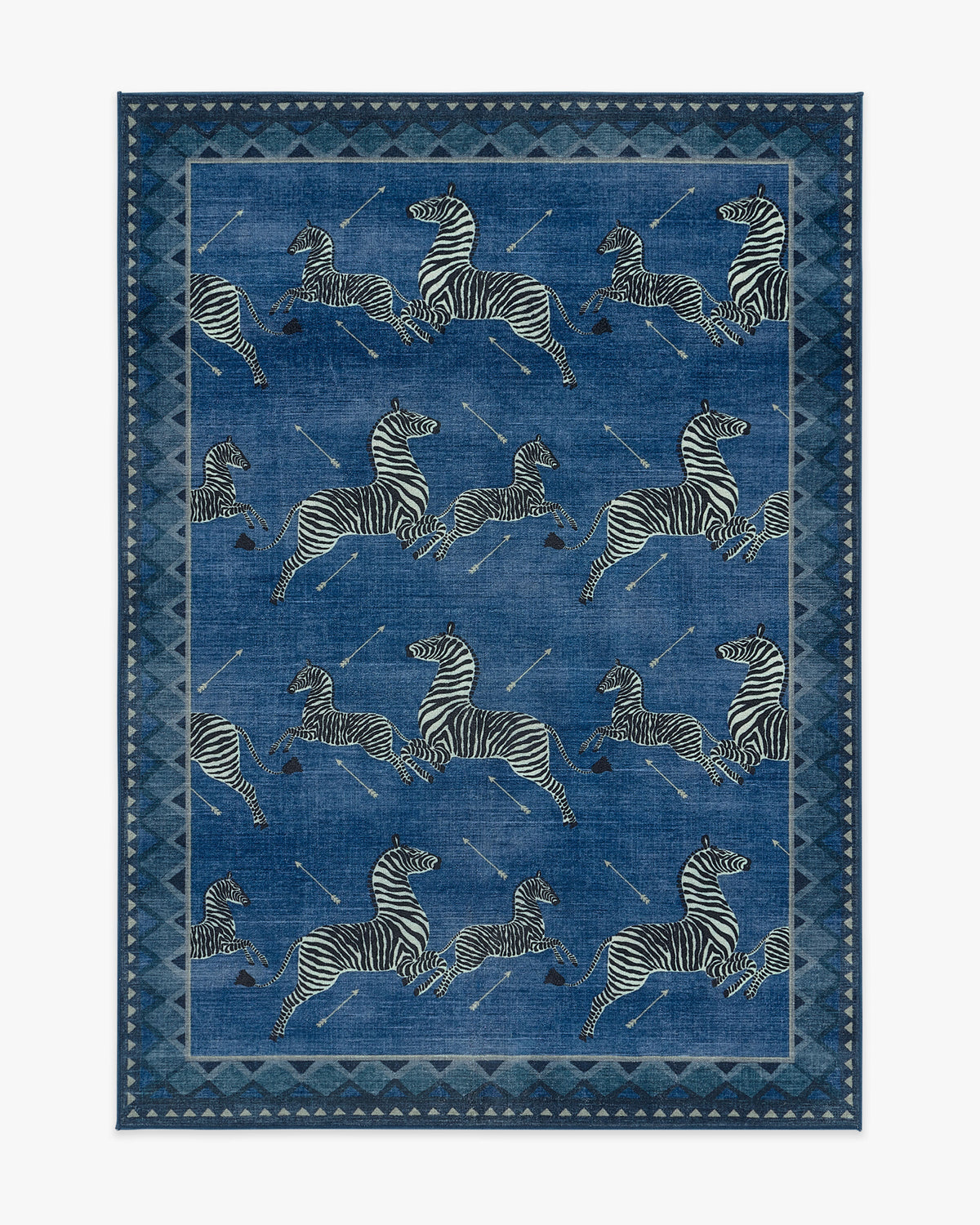 Zebras — Halı, Mavi, AREA, beyaz zemin, 5x7