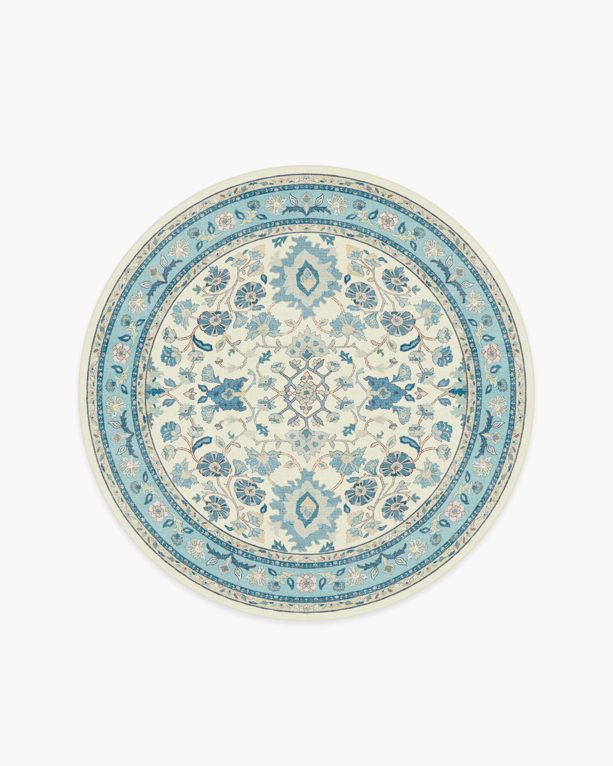 Calabria — Halı, Krem Açık Mavi, ROUND, beyaz zemin, 6R