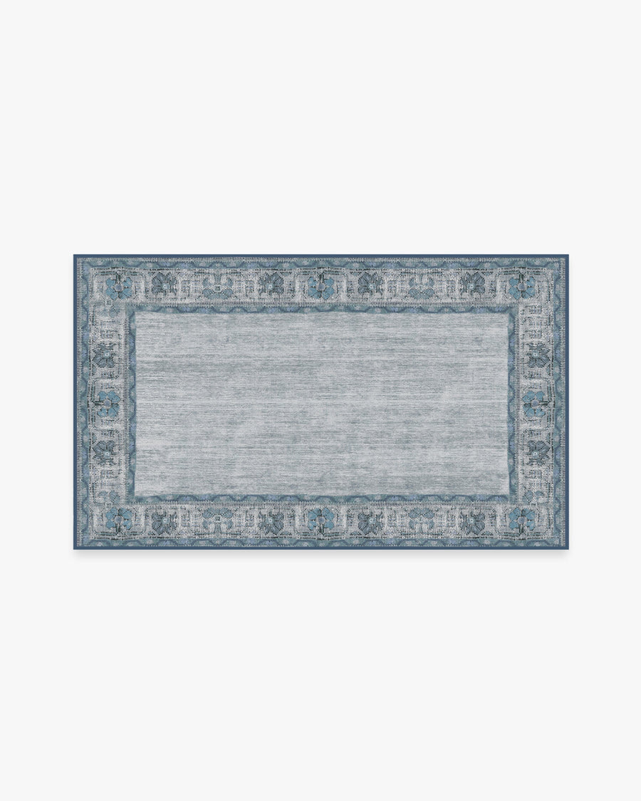 Vintage Daisy Bordered — Halı, Mavi, AREA, beyaz zemin, 3x5