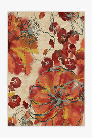 Watercolor Floral — Halı, Mercan, AREA, beyaz zemin, 6x9