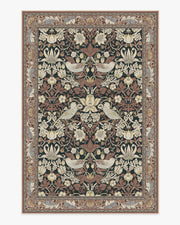 Morris And Co Strawberry Thief — Halı, Siyah Kehribar, AREA, beyaz zemin, 6x9