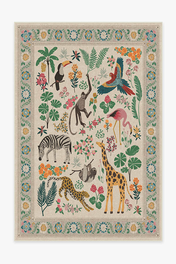 Jingle Jungle — Halı, Kahverengi, AREA, beyaz zemin, 6x9