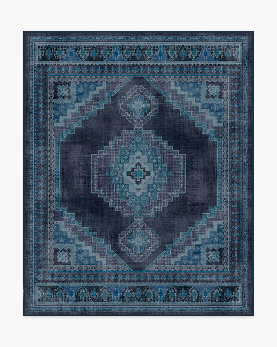 Rayne — Halı, Gece Mavisi, AREA, beyaz zemin, 8x10