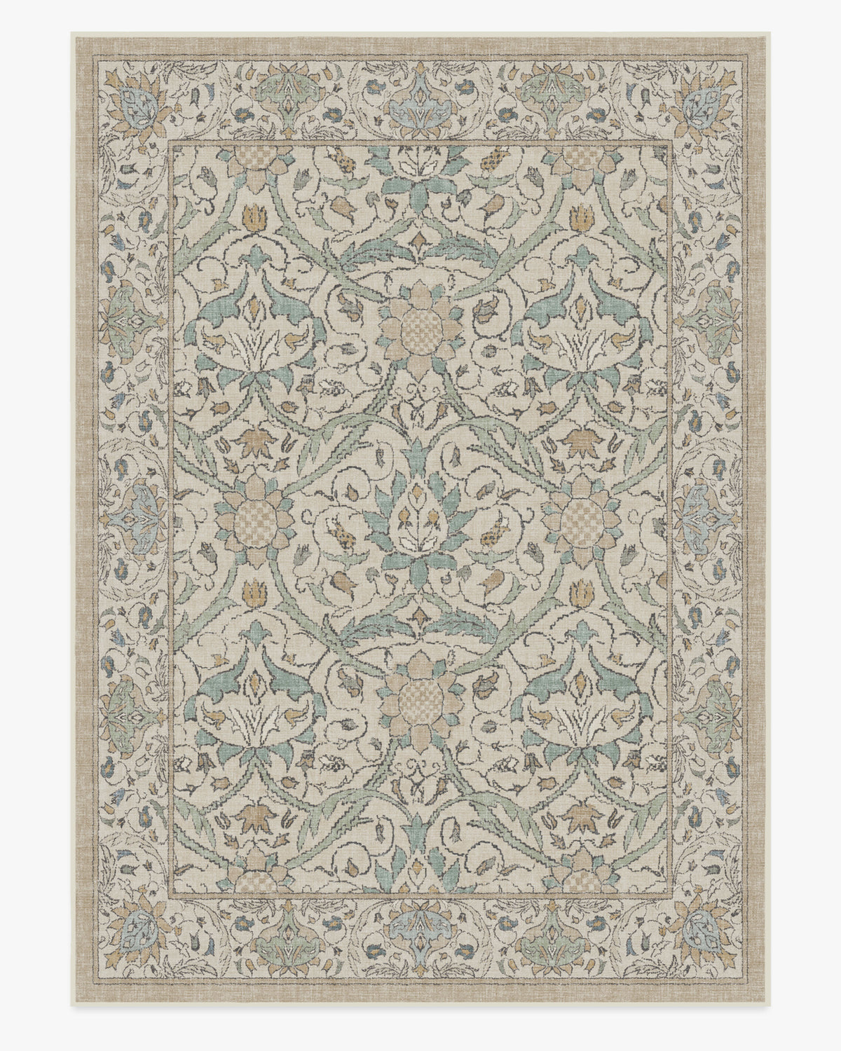 Morris And Co Montreal — Halı, Doğal Yeşim, AREA, beyaz zemin, 10x14
