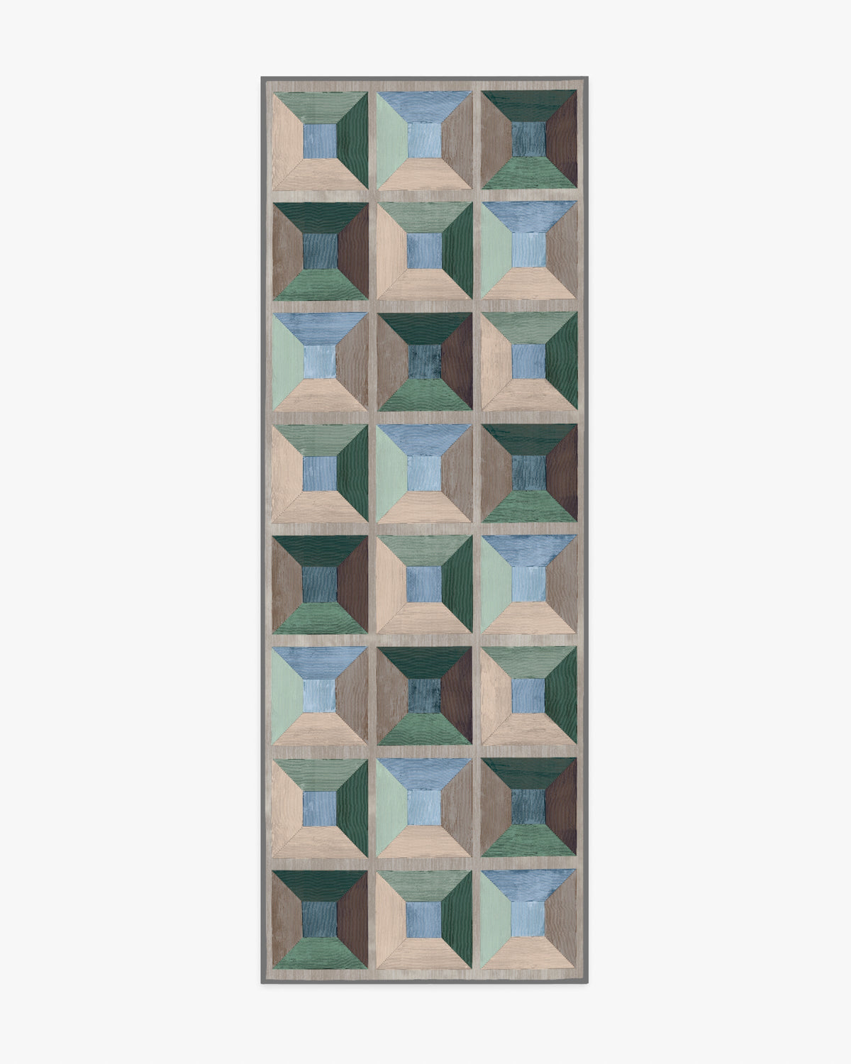 Hedra — Halı, Soft Turkuaz, RUNNER, beyaz zemin, 2x7