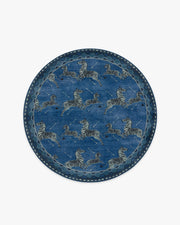 Zebras — Halı, Mavi, ROUND, beyaz zemin, 6R