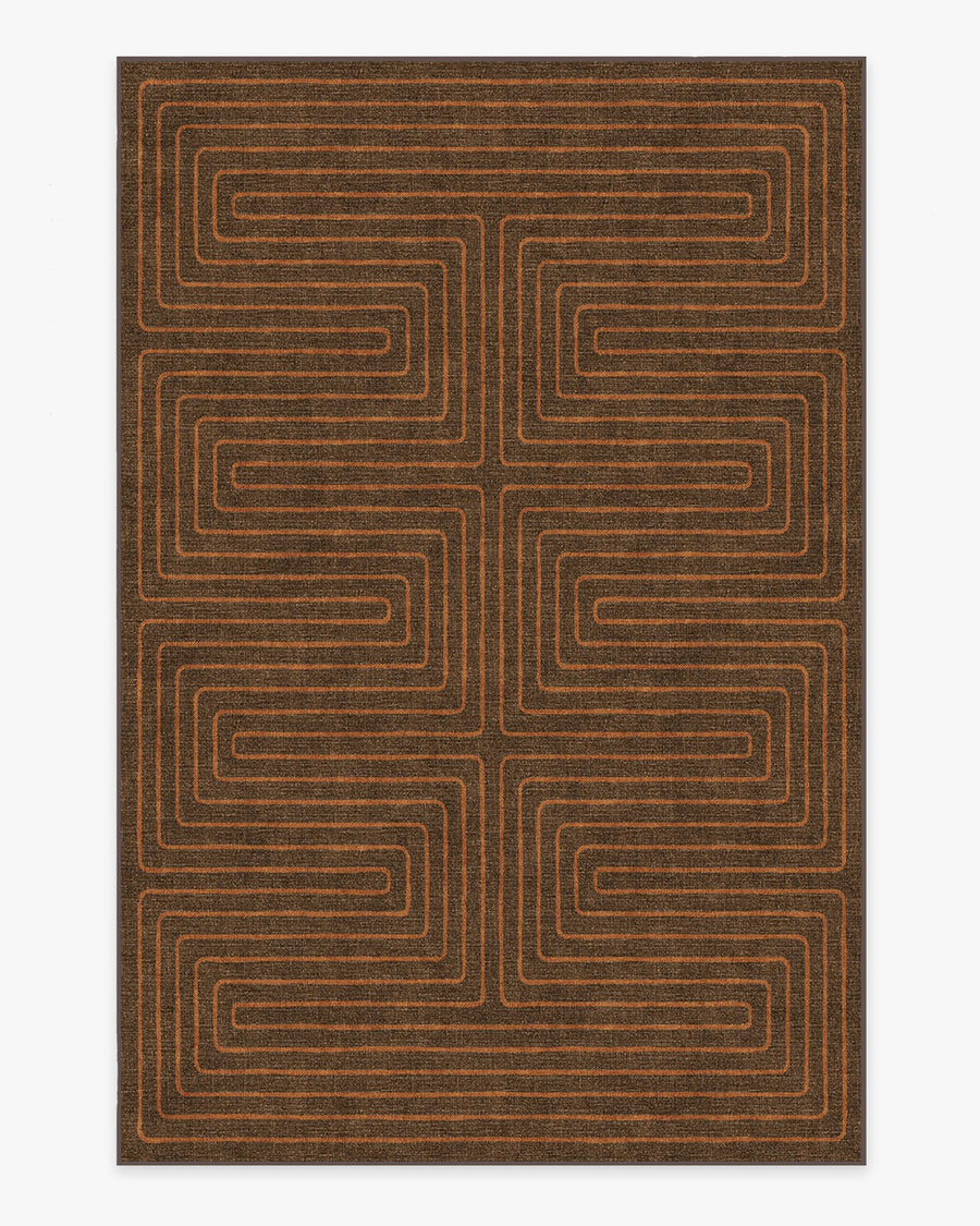 Labyrinth — Halı, Kahverengi Turuncu, AREA, beyaz zemin, 6x9