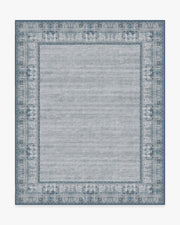 Vintage Daisy Bordered — Halı, Mavi, AREA, beyaz zemin, 8x10