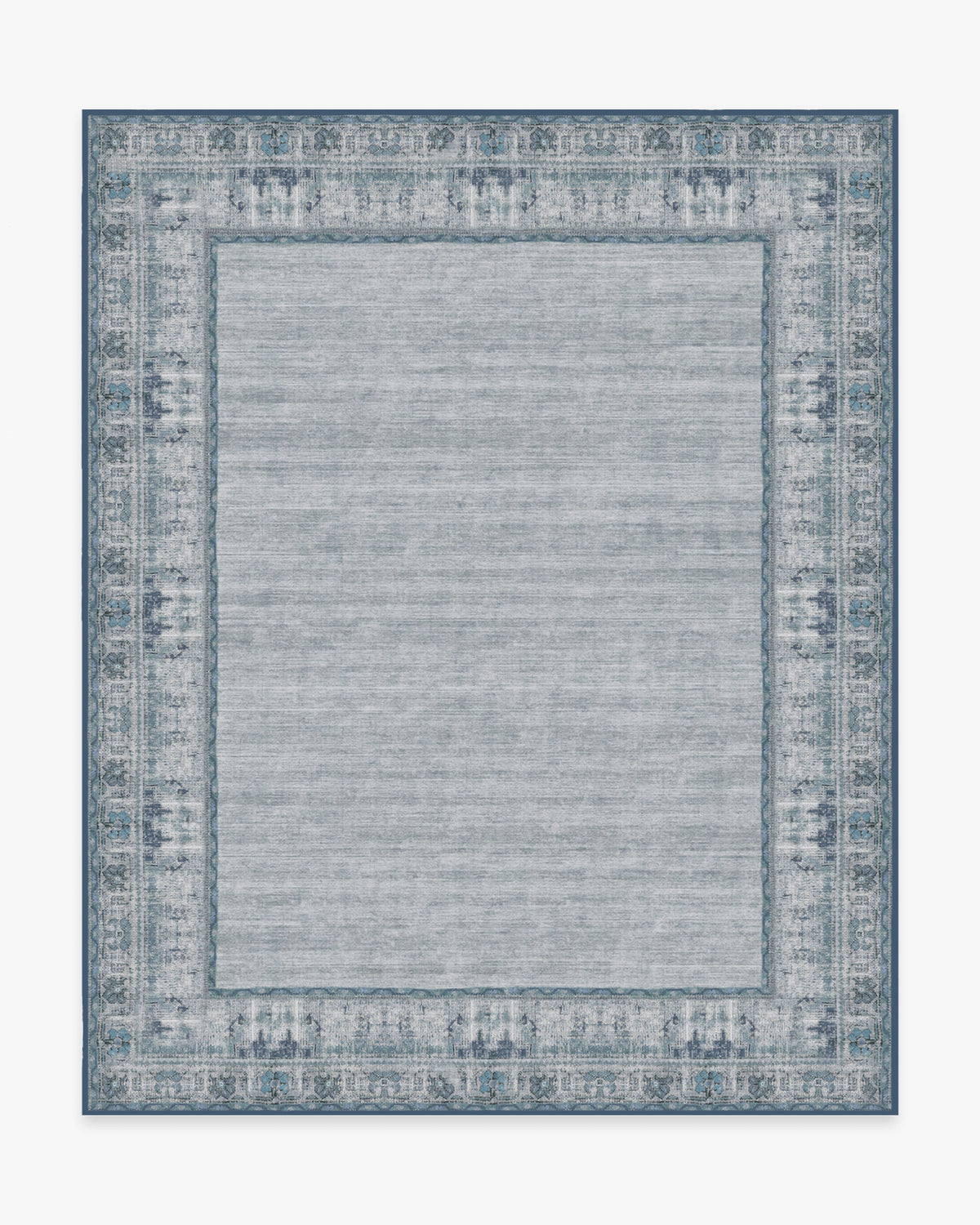 Vintage Daisy Bordered — Halı, Mavi, AREA, beyaz zemin, 8x10