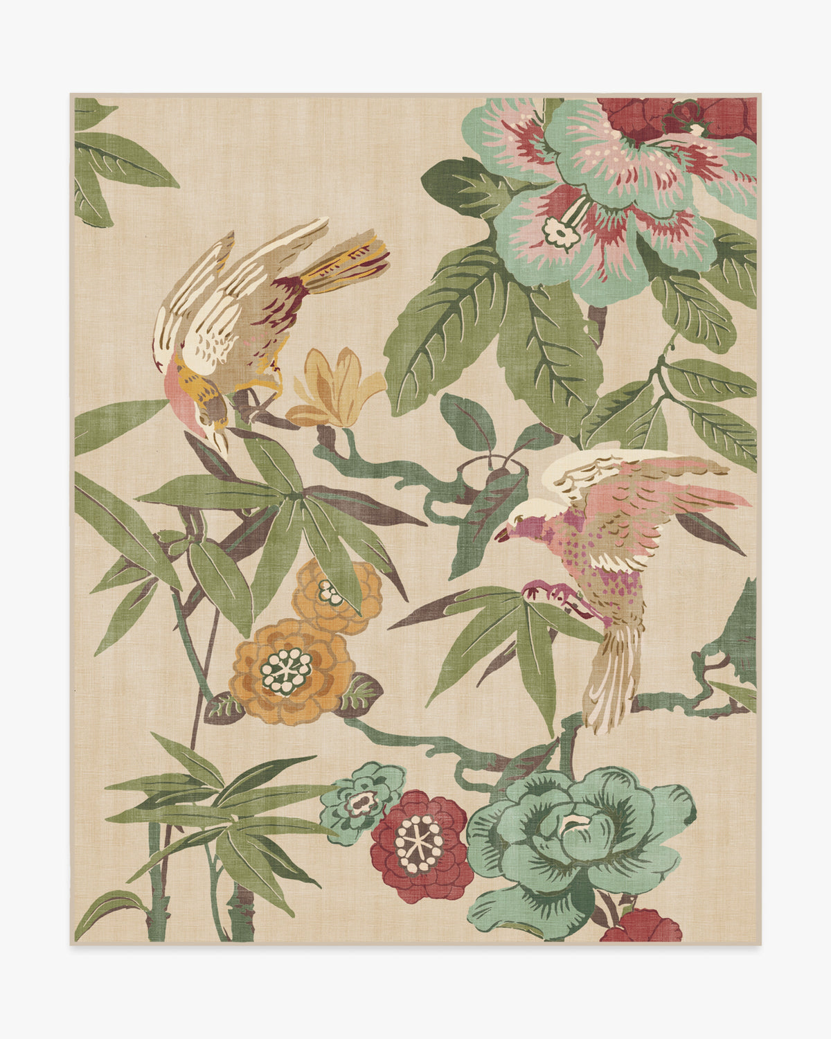 Bamboo Bird — Halı, Blush Yeşim, AREA, beyaz zemin, 8x10