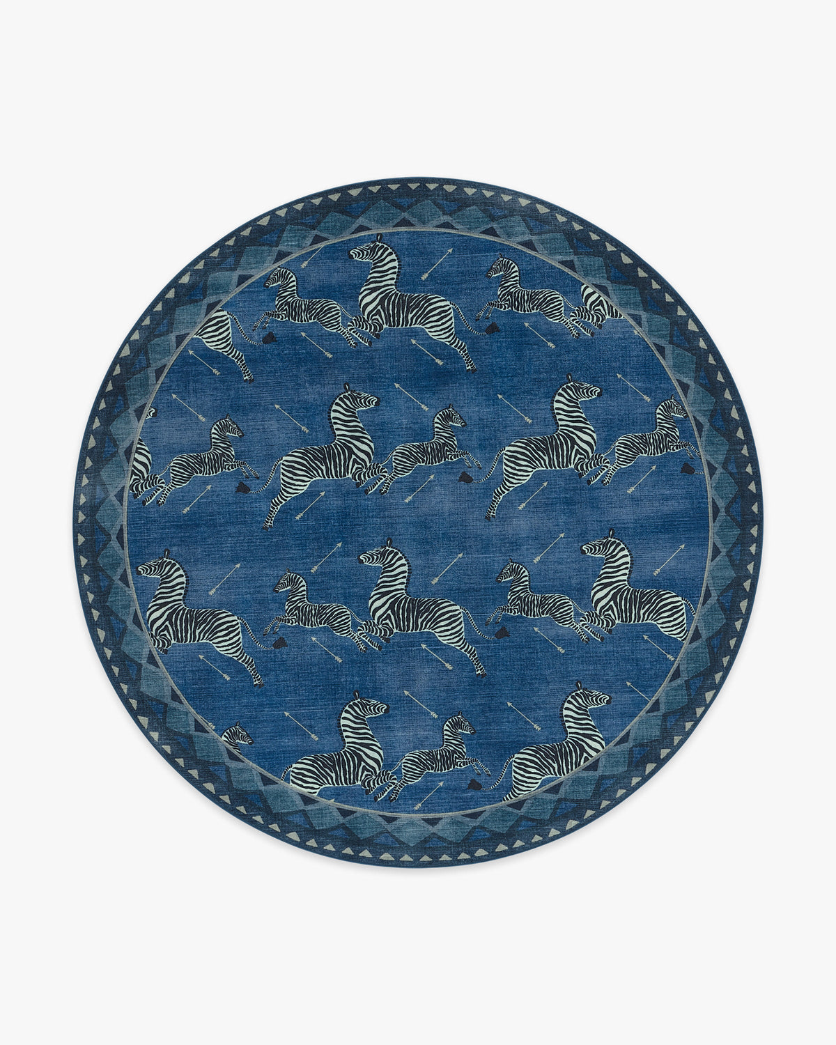 Zebras — Halı, Mavi, ROUND, beyaz zemin, 8R