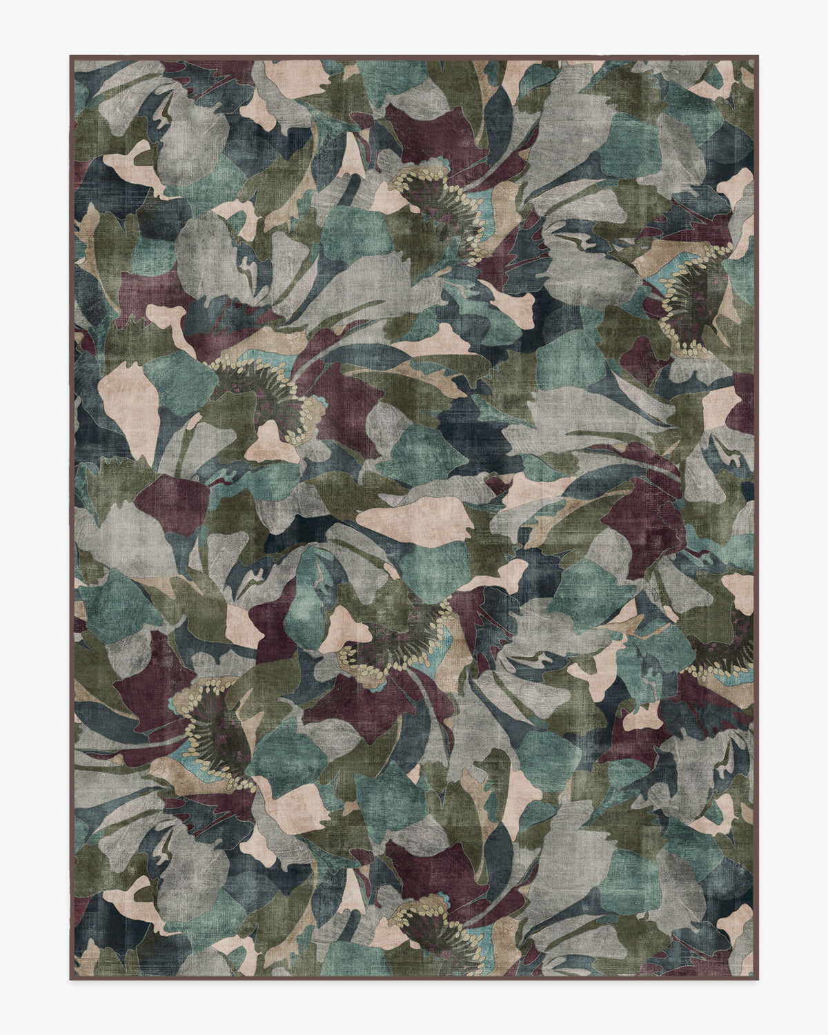 Peony Promenade — Halı, Aubergine, AREA, beyaz zemin, 9x12