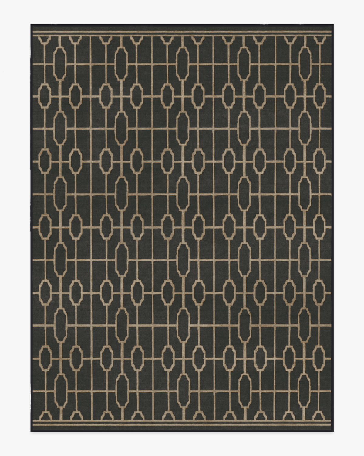 Diana Trellis — Halı, Siyah Altın, AREA, beyaz zemin, 9x12