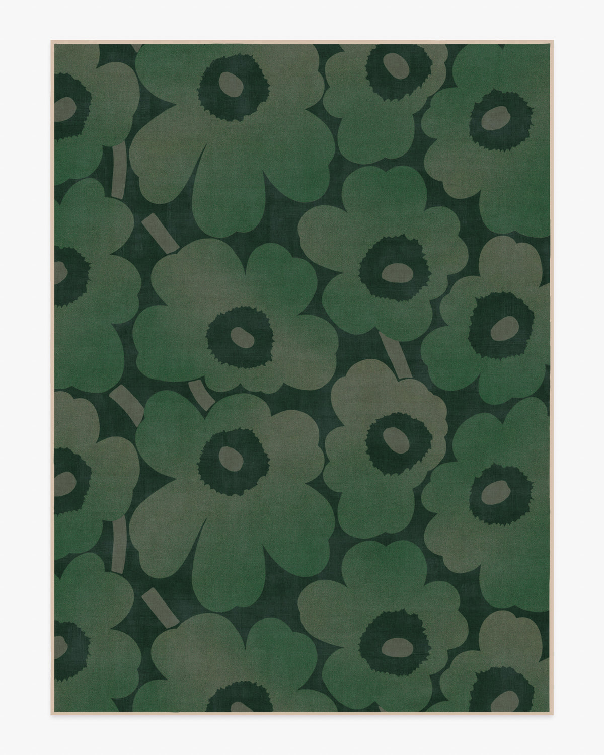 Unikko — Halı, Yeşil, AREA, beyaz zemin, 9x12