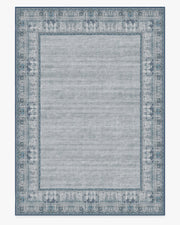 Vintage Daisy Bordered — Halı, Mavi, AREA, beyaz zemin, 10x14