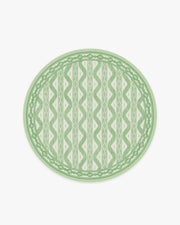 Ava Ikat — Halı, Yeşil, ROUND, beyaz zemin, 6R
