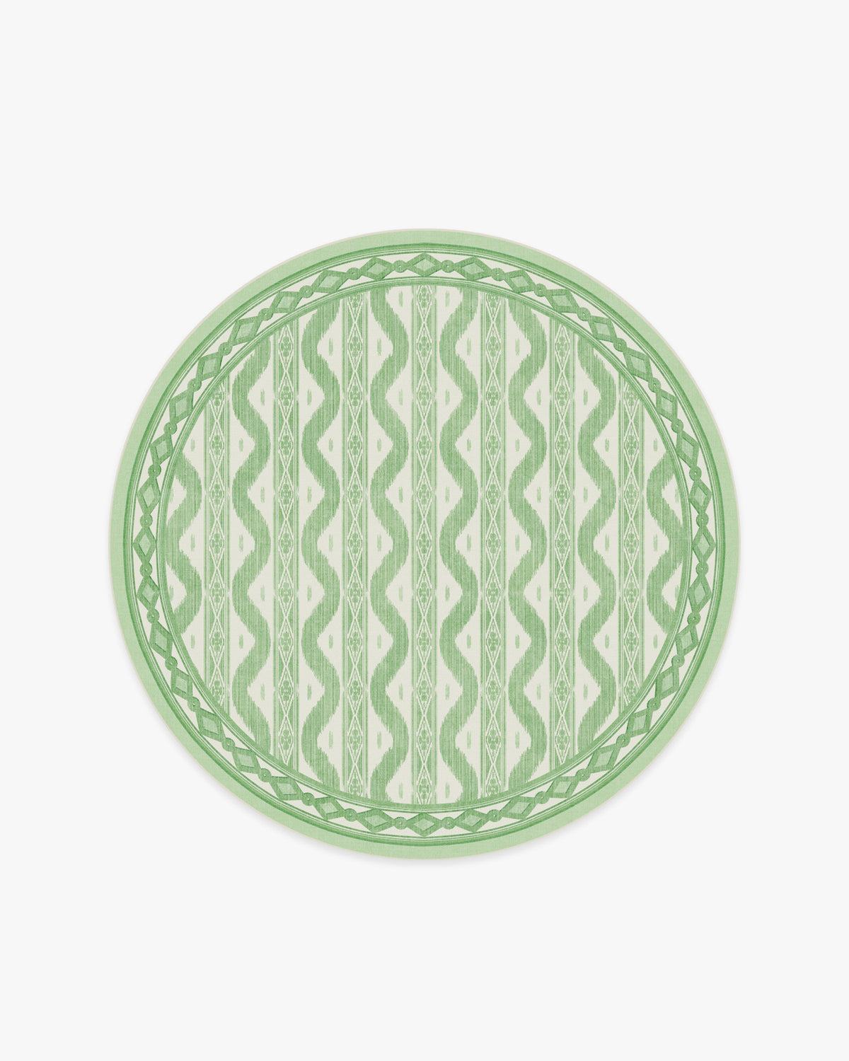 Ava Ikat — Halı, Yeşil, ROUND, beyaz zemin, 6R