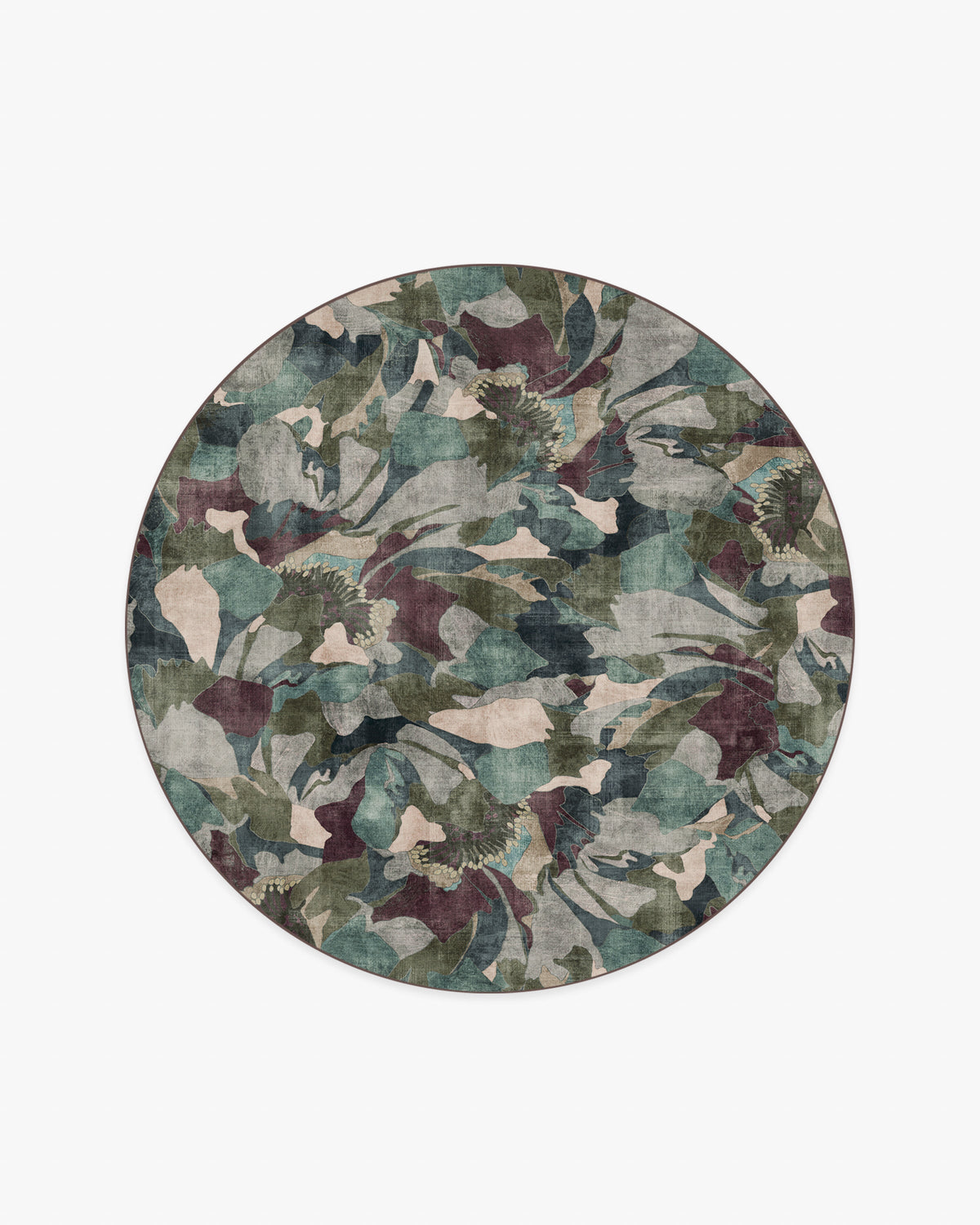 Peony Promenade — Halı, Aubergine, ROUND, beyaz zemin, 6R