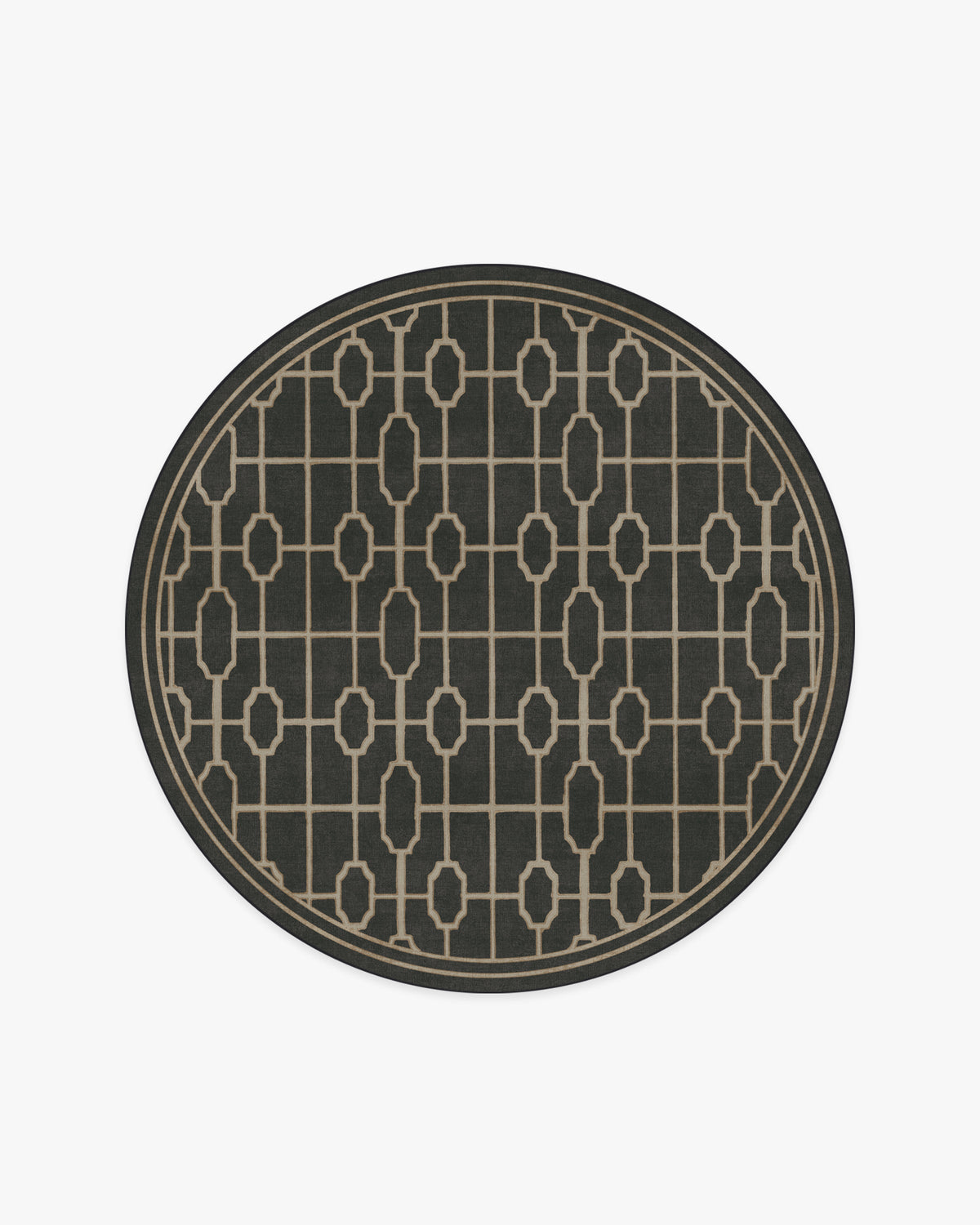 Diana Trellis — Halı, Siyah Altın, ROUND, beyaz zemin, 6R