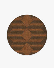 Labyrinth — Halı, Kahverengi Turuncu, ROUND, beyaz zemin, 6R