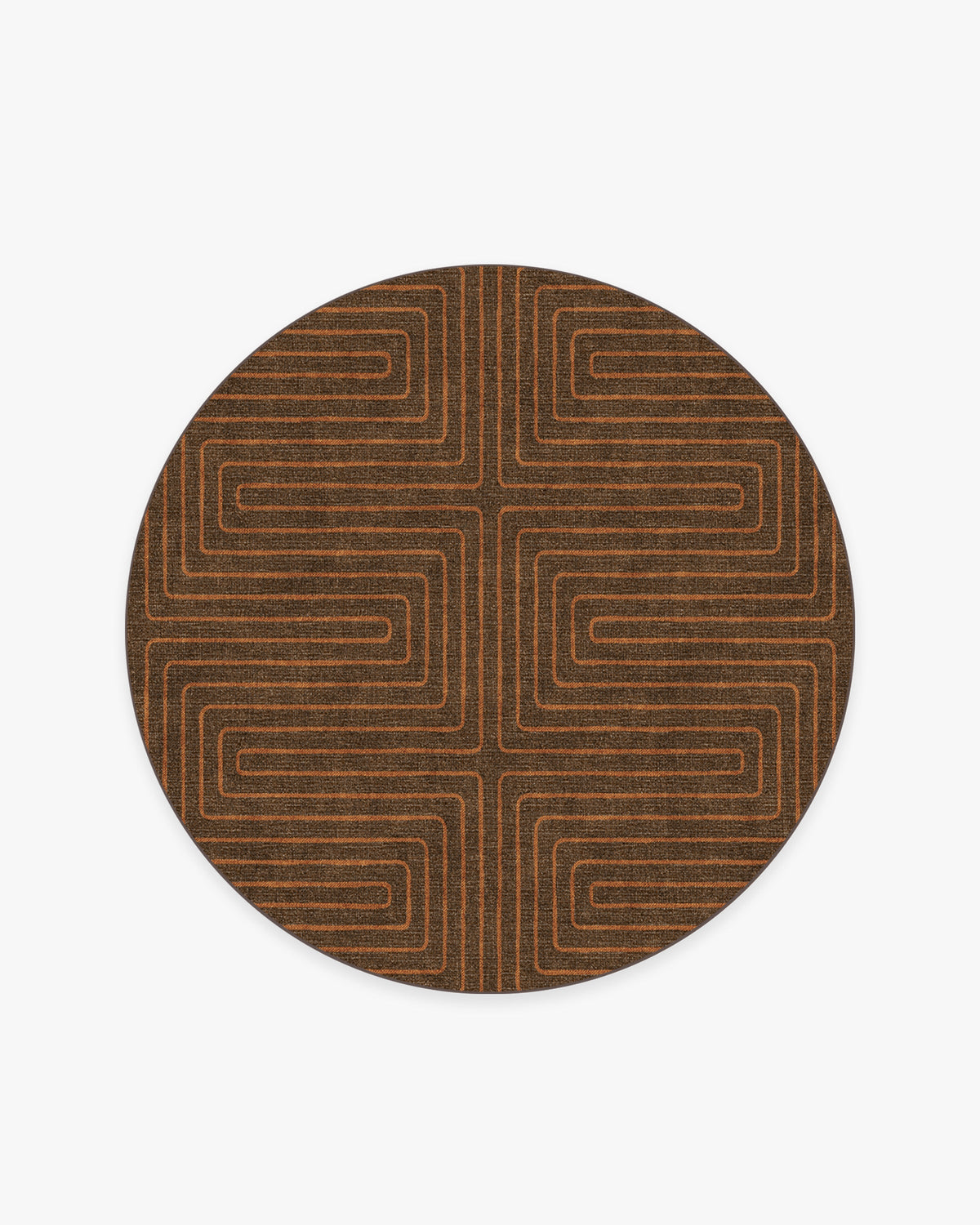Labyrinth — Halı, Kahverengi Turuncu, ROUND, beyaz zemin, 6R