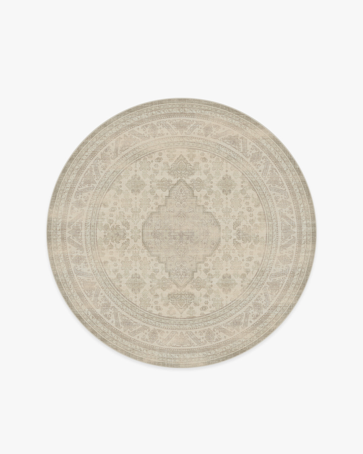 Rowan — Halı, Soft Gri Fildişi, ROUND, beyaz zemin, 6R