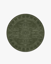 Amira — Halı, Yeşil, ROUND, beyaz zemin, 6R